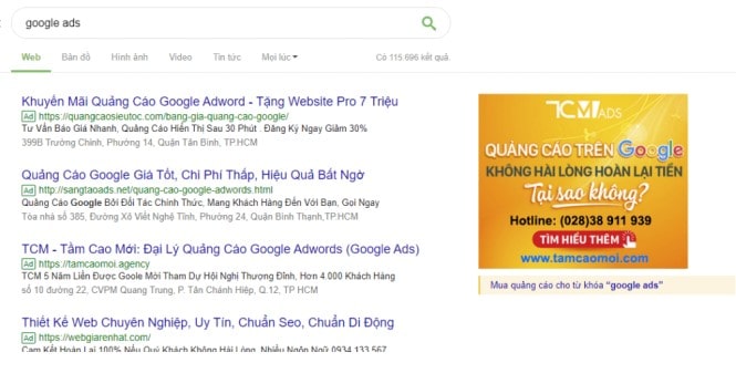 Google Search Ads giúp tìm kiếm khách hàng thông qua từ khóa tìm kiếm