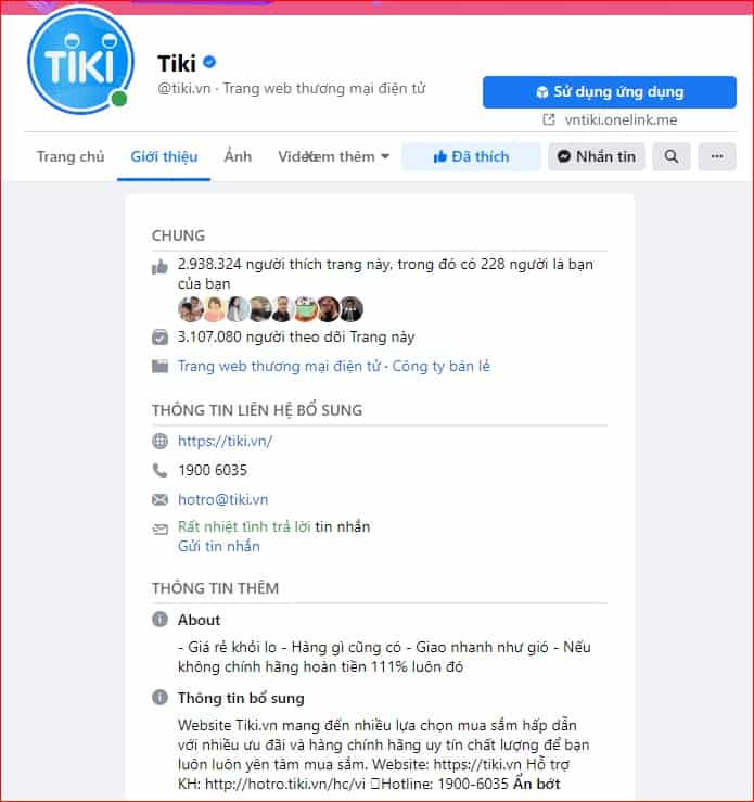 Giới thiệu Fanpage Tiki