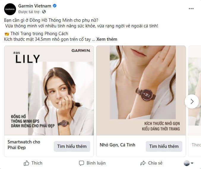 HÌnh thức Carousel Ads Quảng cáo Facebook