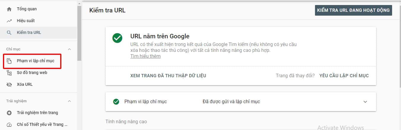 Kiểm tra website Index bằng Google Search Console