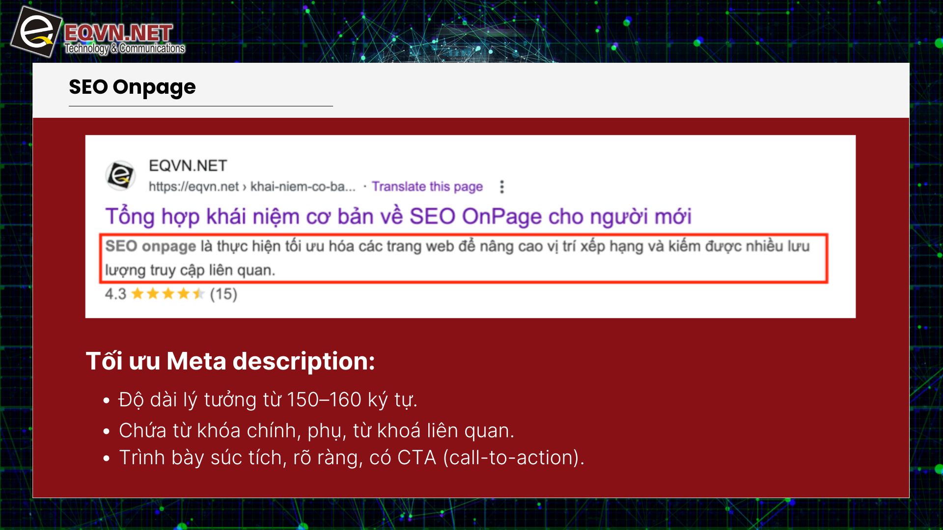 SEO On-page checklist: Thẻ mô tả Meta description