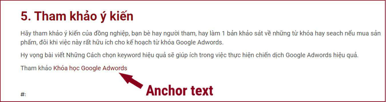 Anchor text là một thuật ngữ liên quan đến backlink