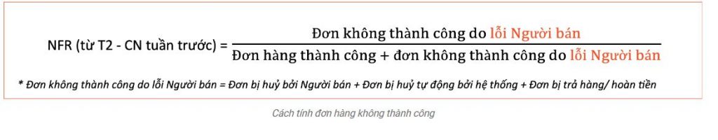 công thức tỷ lệ đơn hàng không thành công shopee