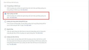 Chọn “Đoạn quảng cáo đệm” (Bumper Ads) là loại chiến dịch phụ