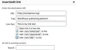 Link Nofollow Là Gì? Cách đặt Link Nofollow hỗ trợ SEO chuẩn nhất hiện nay 11 Chọn các tùy chọn