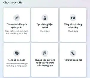 Hướng dẫn tạo chiến dịch quảng cáo Facebook mới nhất 2024 4 Chọn mục tiêu quảng cáo