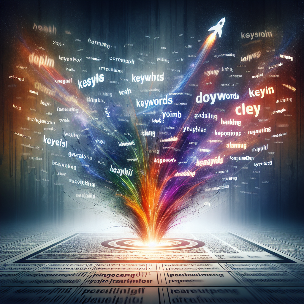 An abstract representation of keywords floating around a website, leading to a higher ranking on a search engine results page.