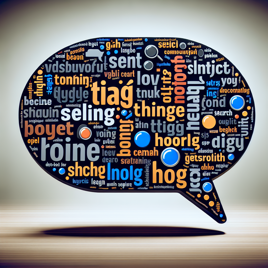 A visual representation of long-tail keywords shaped like a speech bubble, emphasizing their importance for voice search optimization.