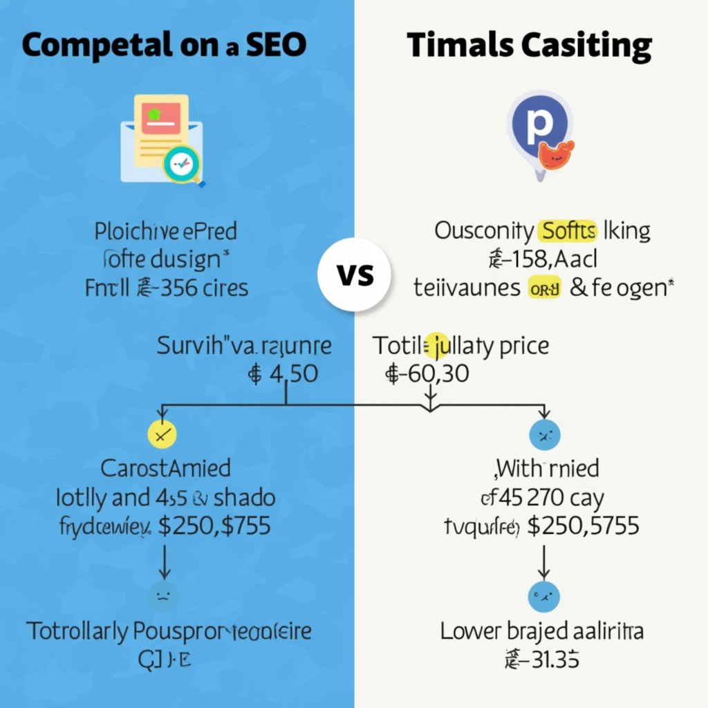 Công cụ theo dõi thứ hạng từ khóa 2025: Hướng dẫn chi tiết 3 A split-screen showcasing two competing websites. One side displays higher keyword rankings and better SEO metrics, while the other shows lower performance. The image should visually represent the process of competitor analysis in SEO.
