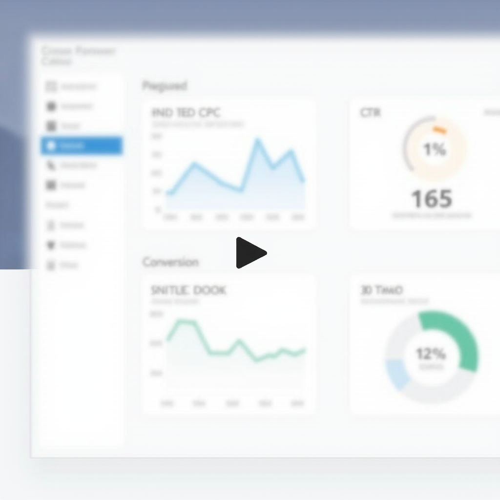 A dashboard displaying key Facebook Ads metrics, focusing on cost per click (CPC), click-through rate (CTR), and conversion rate. The dashboard should be clean, modern, and easy to understand, with graphs and charts visualizing the data. Include a Facebook logo in the background, subtly.