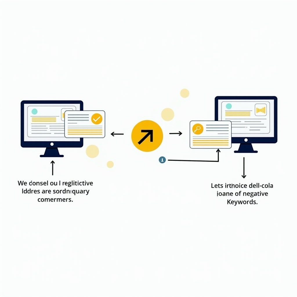 A visual representation of targeted advertising, showing ads being precisely delivered to the intended audience based on their interests and search behavior, thanks to effective use of negative keywords.