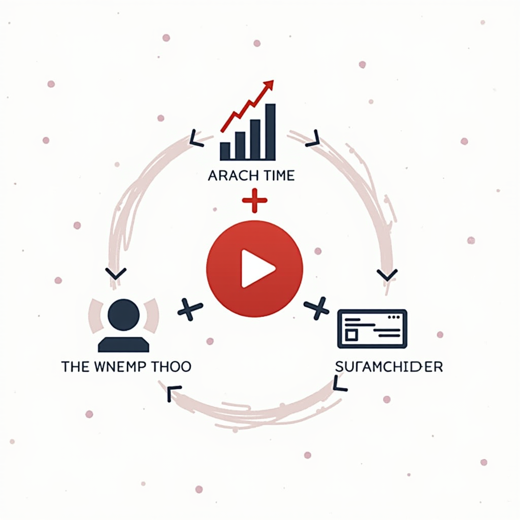 An infographic illustrating the key metrics in YouTube Analytics (views, watch time, subscriber growth) converging towards a central point of data-driven content strategy, emphasizing the tool's role in informing decisions.