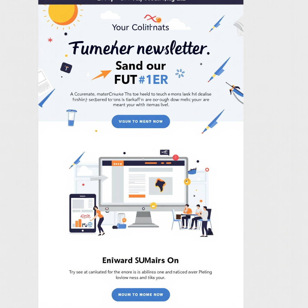 A visually appealing email newsletter design showcasing a modern layout, attractive graphics, and clear call-to-action buttons, emphasizing engagement and conversion.