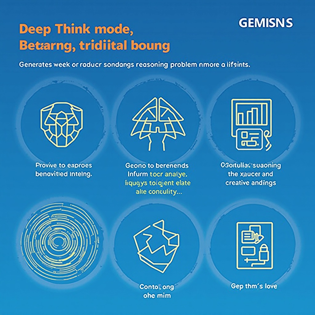 A graphical representation of Gemini 3's Deep Think mode, highlighting its ability to analyze complex information and generate creative solutions through advanced reasoning and problem-solving skills.